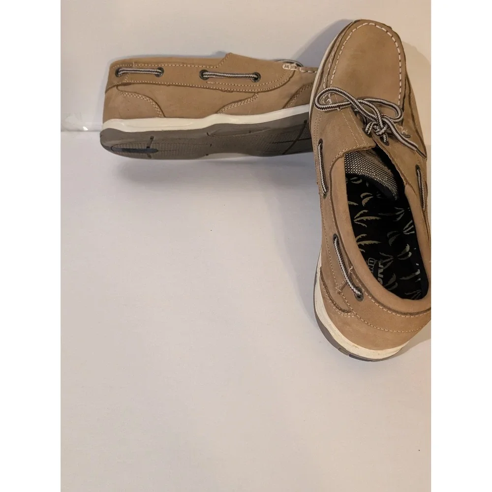 Island Surf Men's Size 11 Tan Brown Boat Shoes Lace Up Nautical Deck Loafers